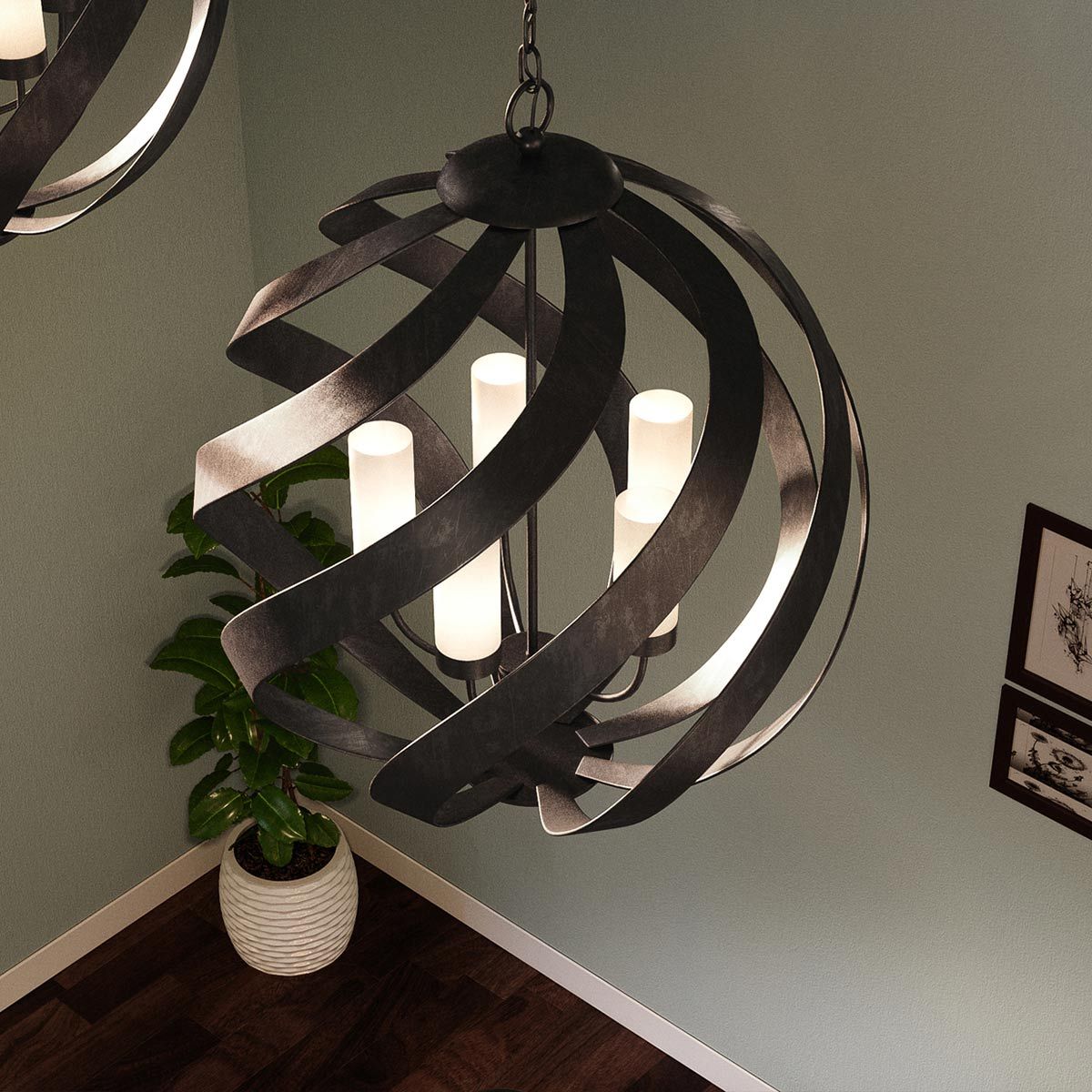 Quintiesse Blacksmith 5 Light Outdoor Chandelier - Old Black