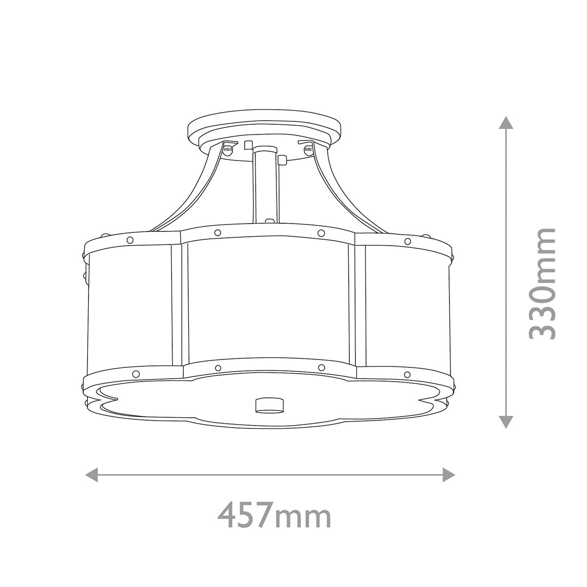 Quintiesse Chance 3 Light Medium Semi-Flush - Blackened Brass