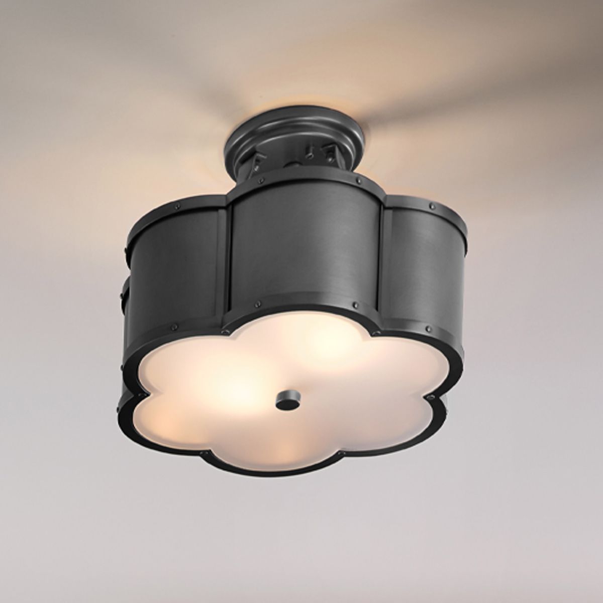 Quintiesse Chance 2 Light Semi-Flush Fitting - Blackened Brass