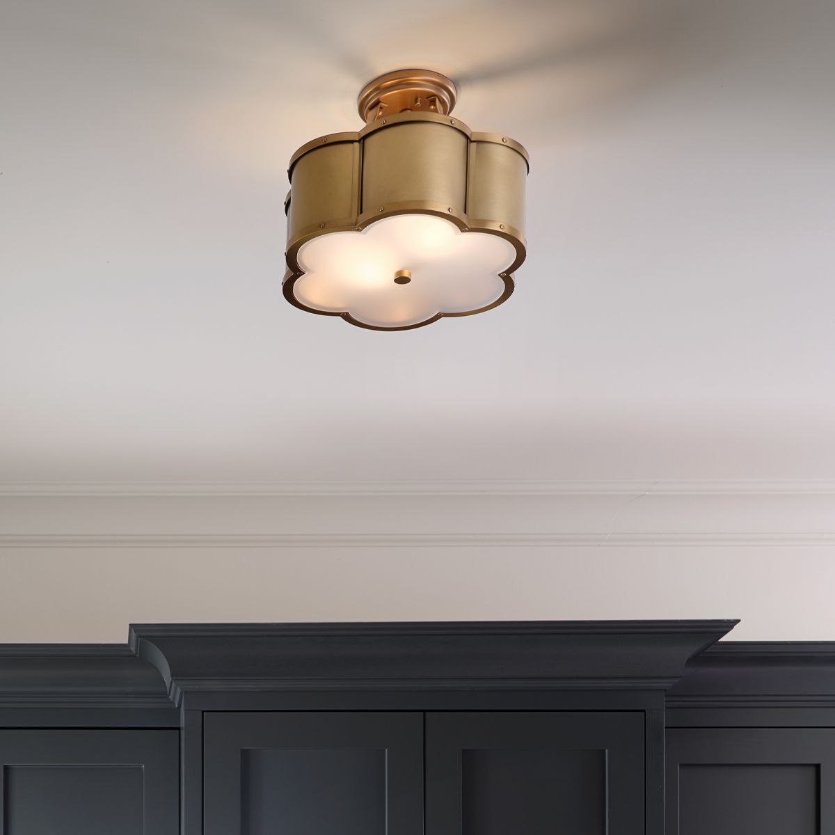 Quintiesse Chance 2 Light Semi-Flush Fitting - Heritage Brass