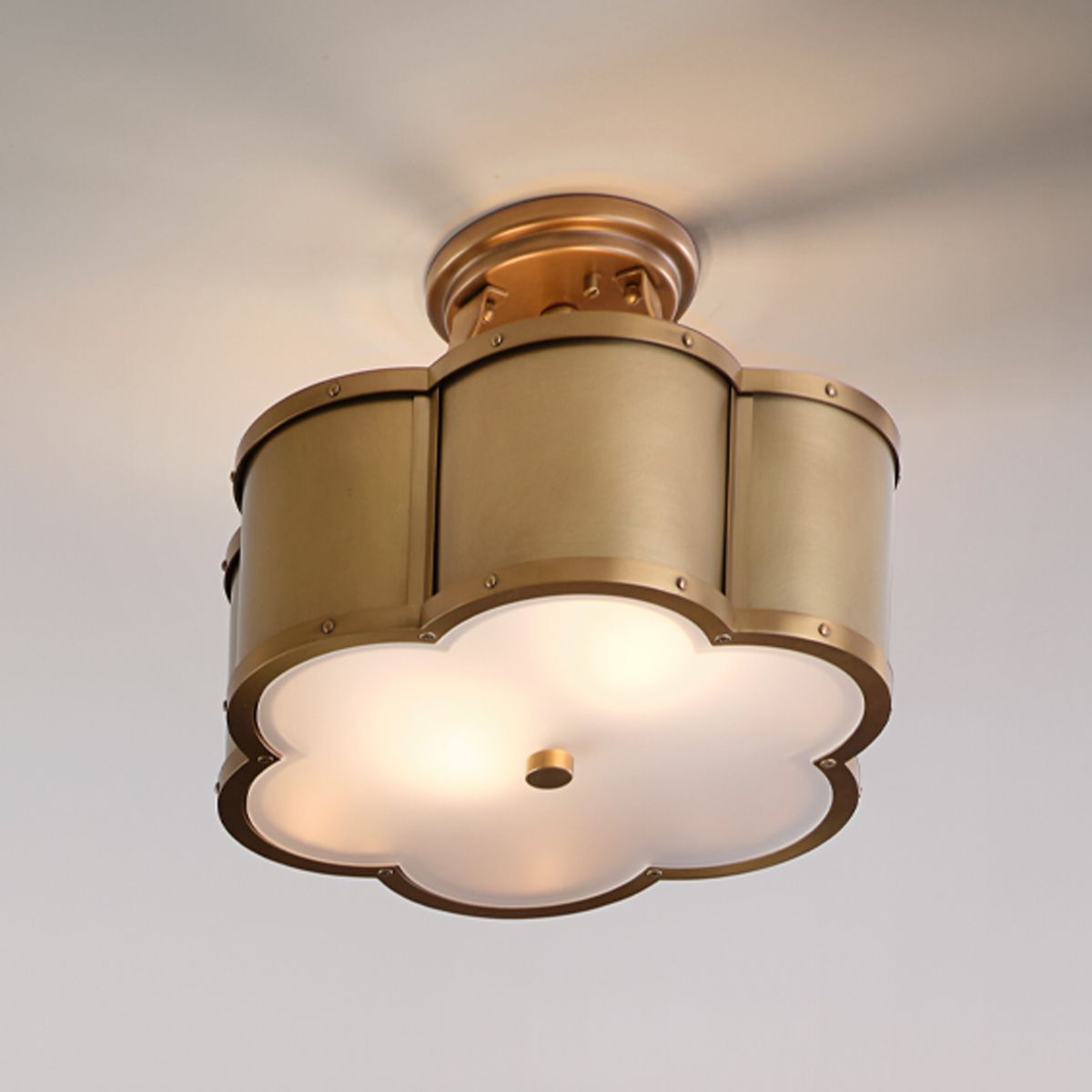Quintiesse Chance 2 Light Semi-Flush Fitting - Heritage Brass
