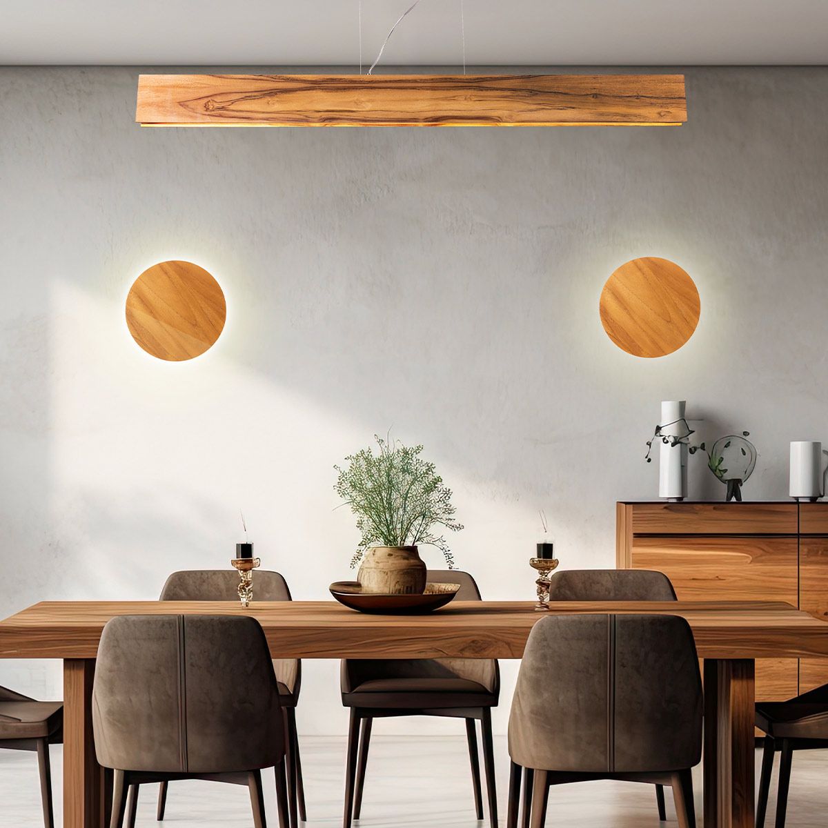 Quintiesse Clean LED Pendant - Teak Veneer