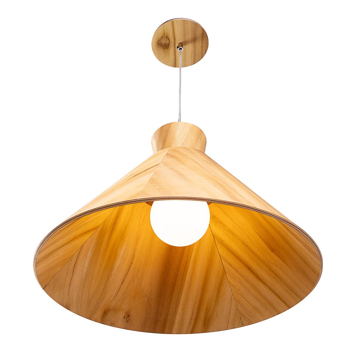 Quintiesse Conical Pendant Light - Teak Veneer