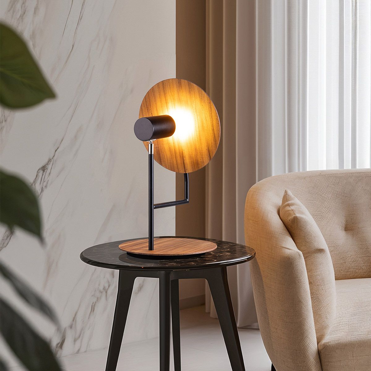 Quintiesse Dot Table Lamp - Teak Veneer
