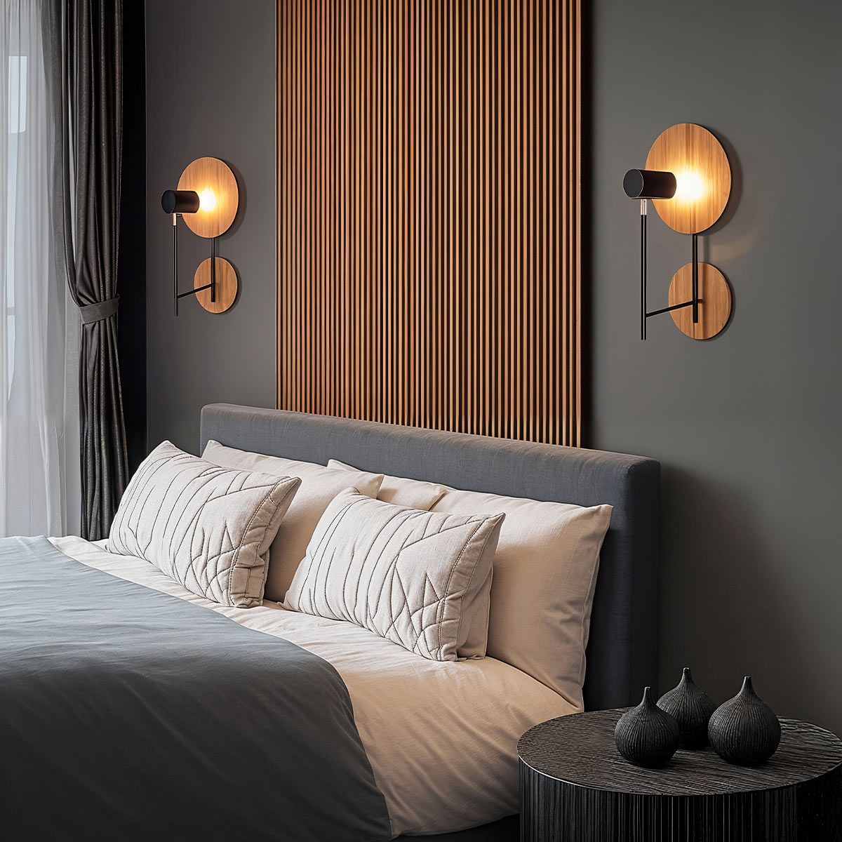 Quintiesse Dot Wall Light - Teak Veneer