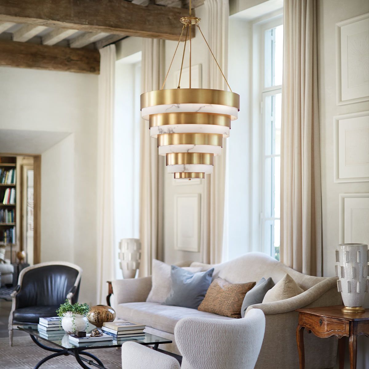 Quintiesse Echelon 8 Light Pendant - Heritage Brass