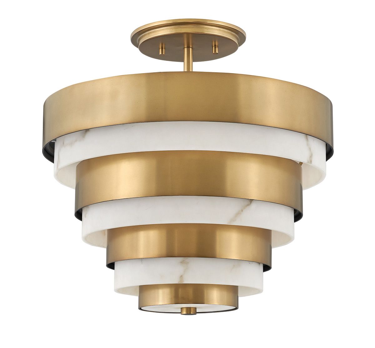 Quintiesse Echelon 3 Light Semi-Flush Fitting - Heritage Brass