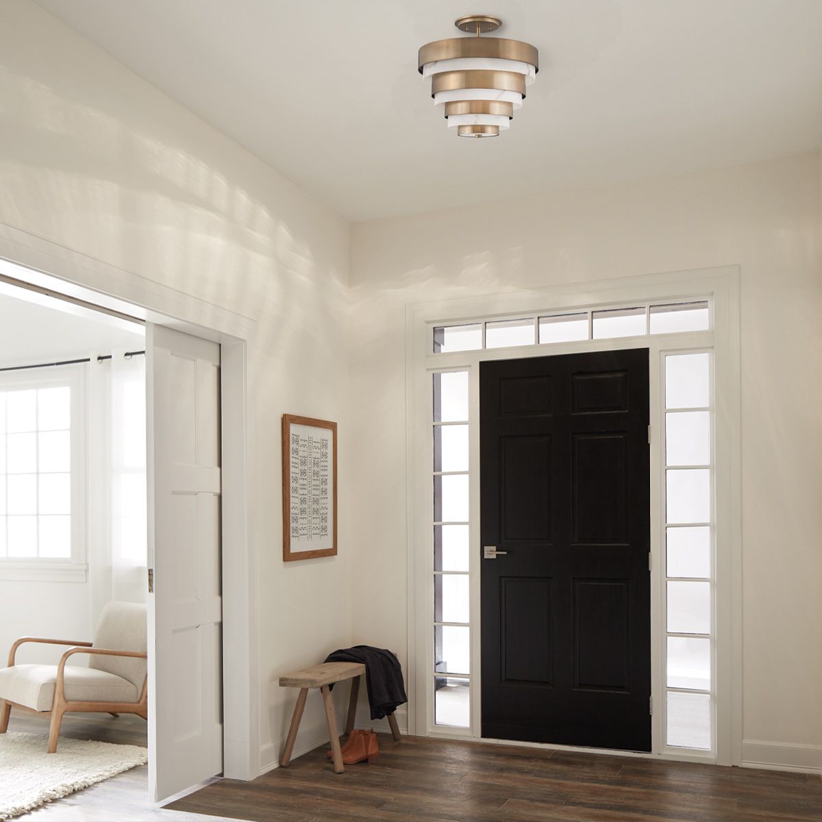 Quintiesse Echelon 3 Light Semi-Flush Fitting - Heritage Brass