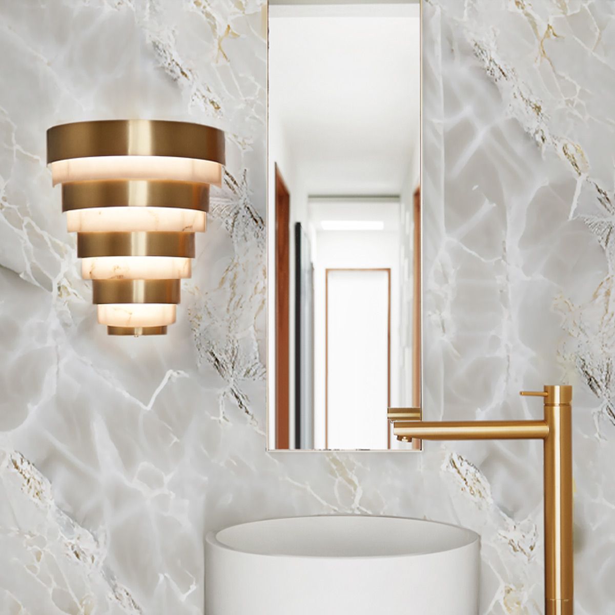Quintiesse Echelon LED Wall Light - Heritage Brass