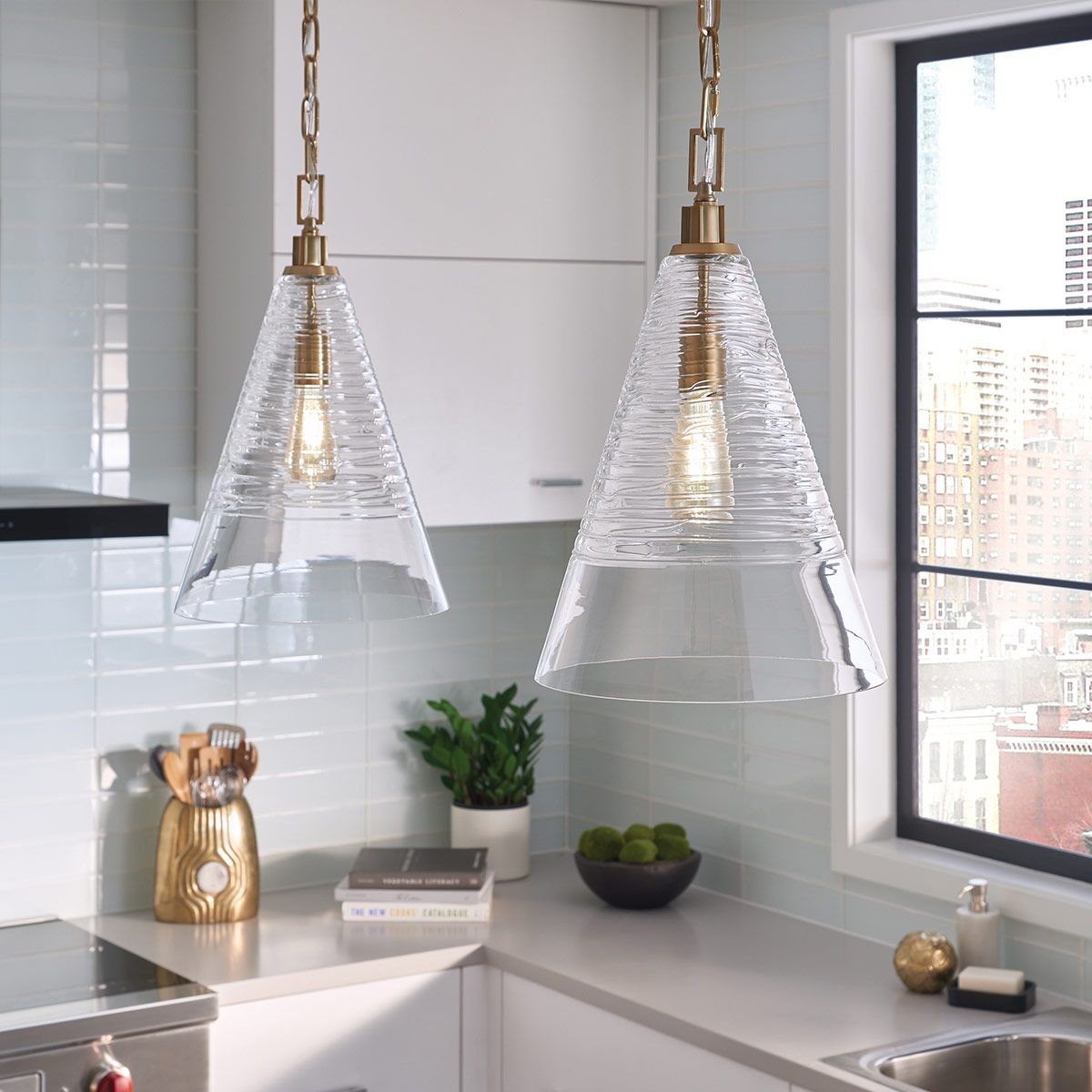 Quintiesse Elmore Single Pendant - Burnished Brass