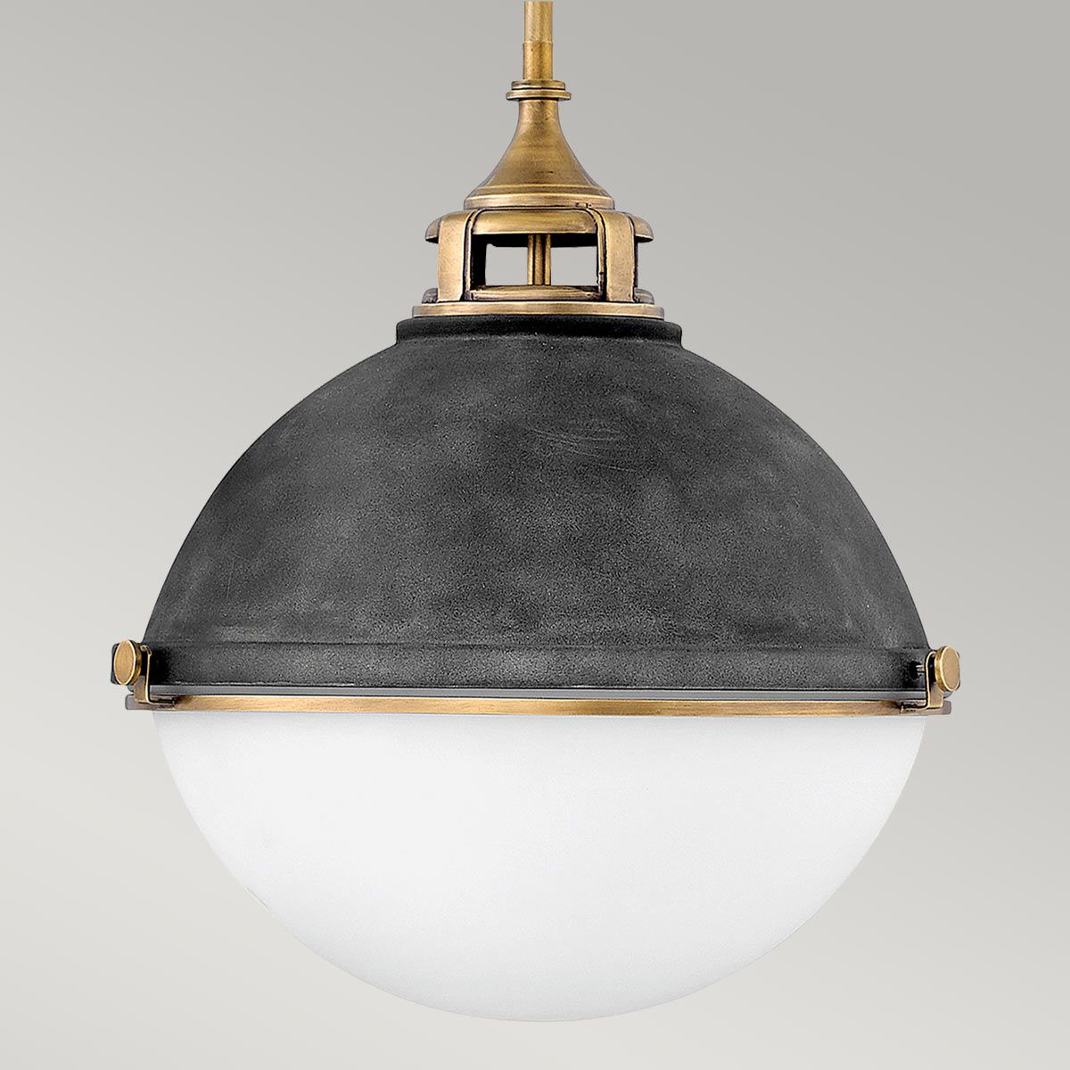 Quintiesse Fletcher 3 Light Pendant - Aged Zinc with Heritage Brass