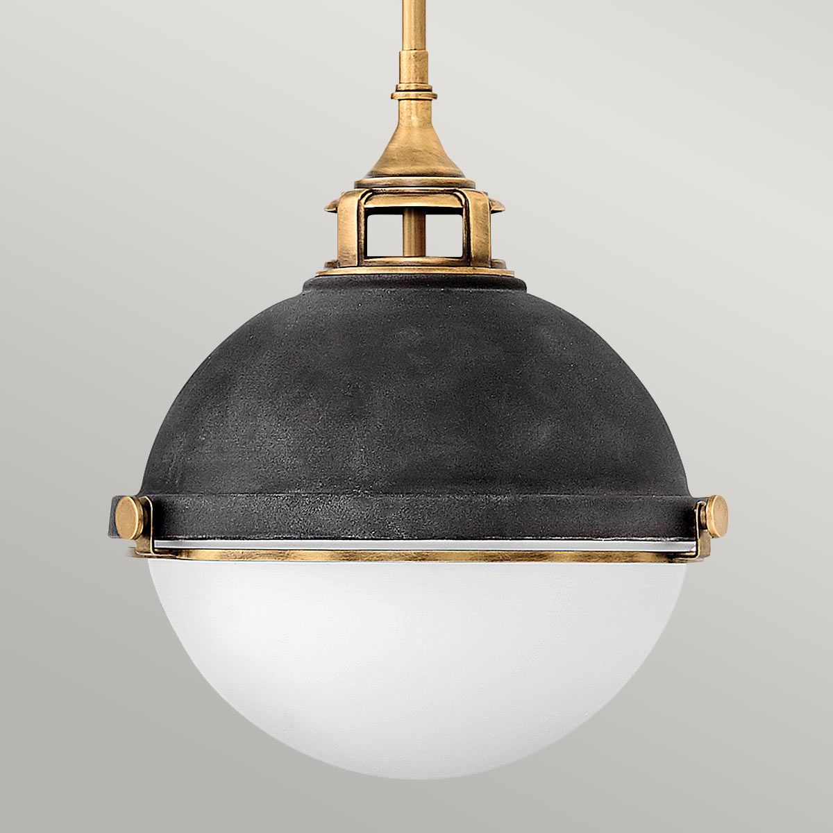 Quintiesse Fletcher 2 Light Pendant - Aged Zinc with Heritage Brass