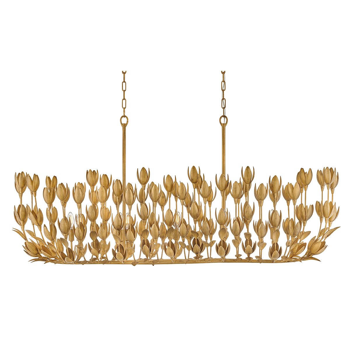 Quintiesse Flora 10 Light Linear Chandelier - Burnished Gold