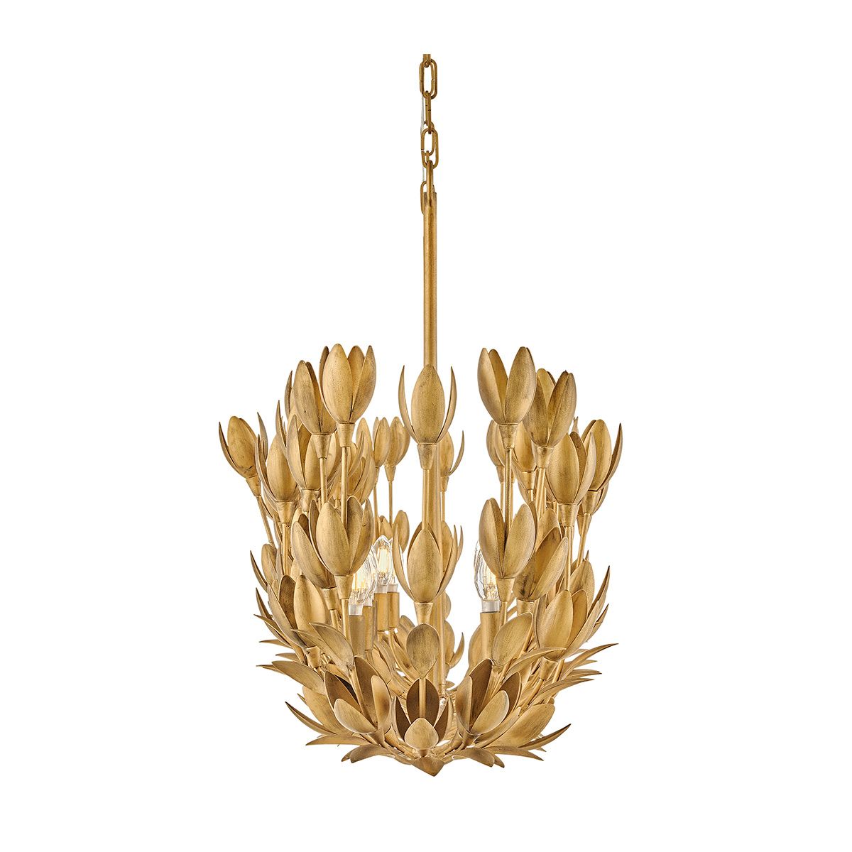 Quintiesse Flora 10 Light Linear Chandelier - Burnished Gold