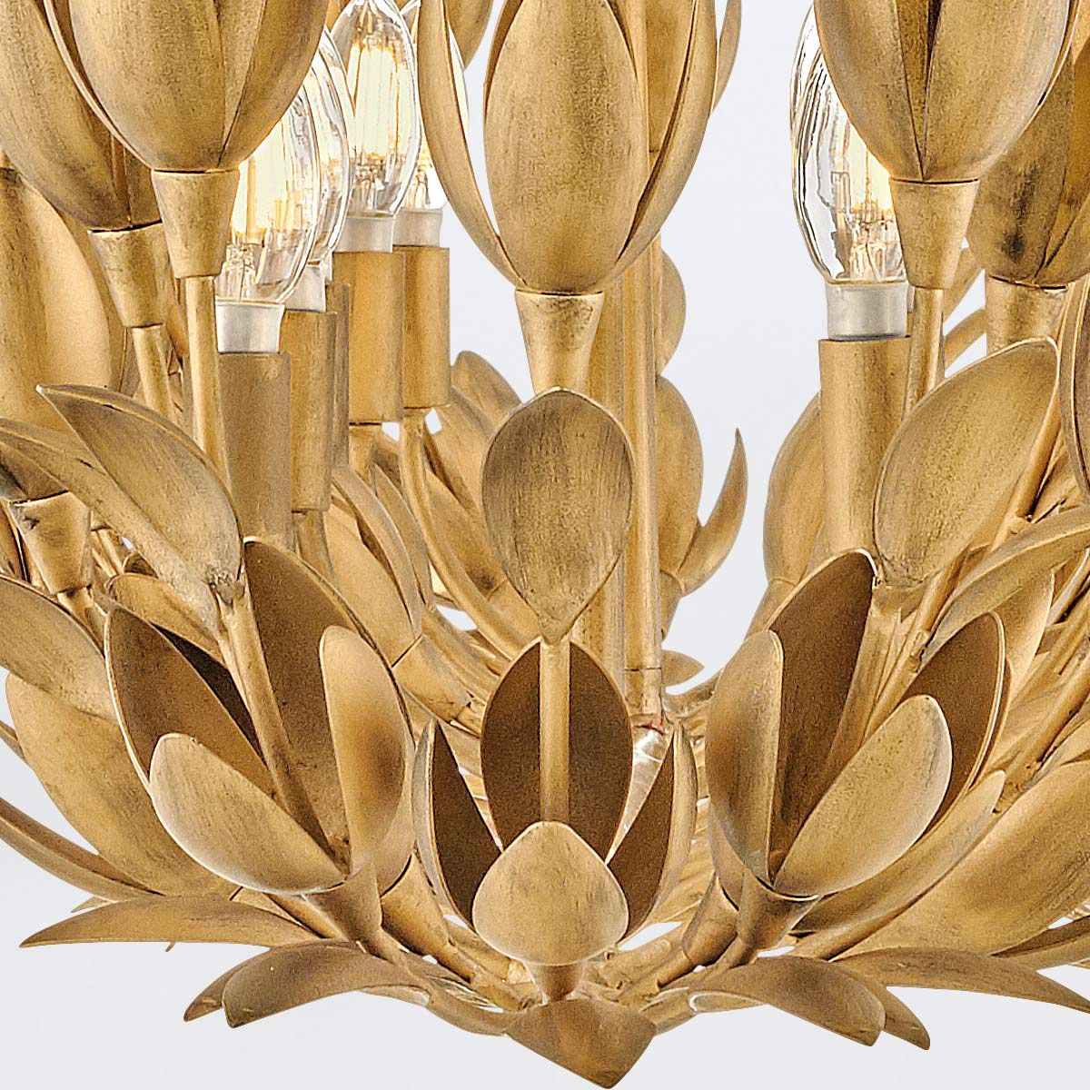 Quintiesse Flora 10 Light Linear Chandelier - Burnished Gold