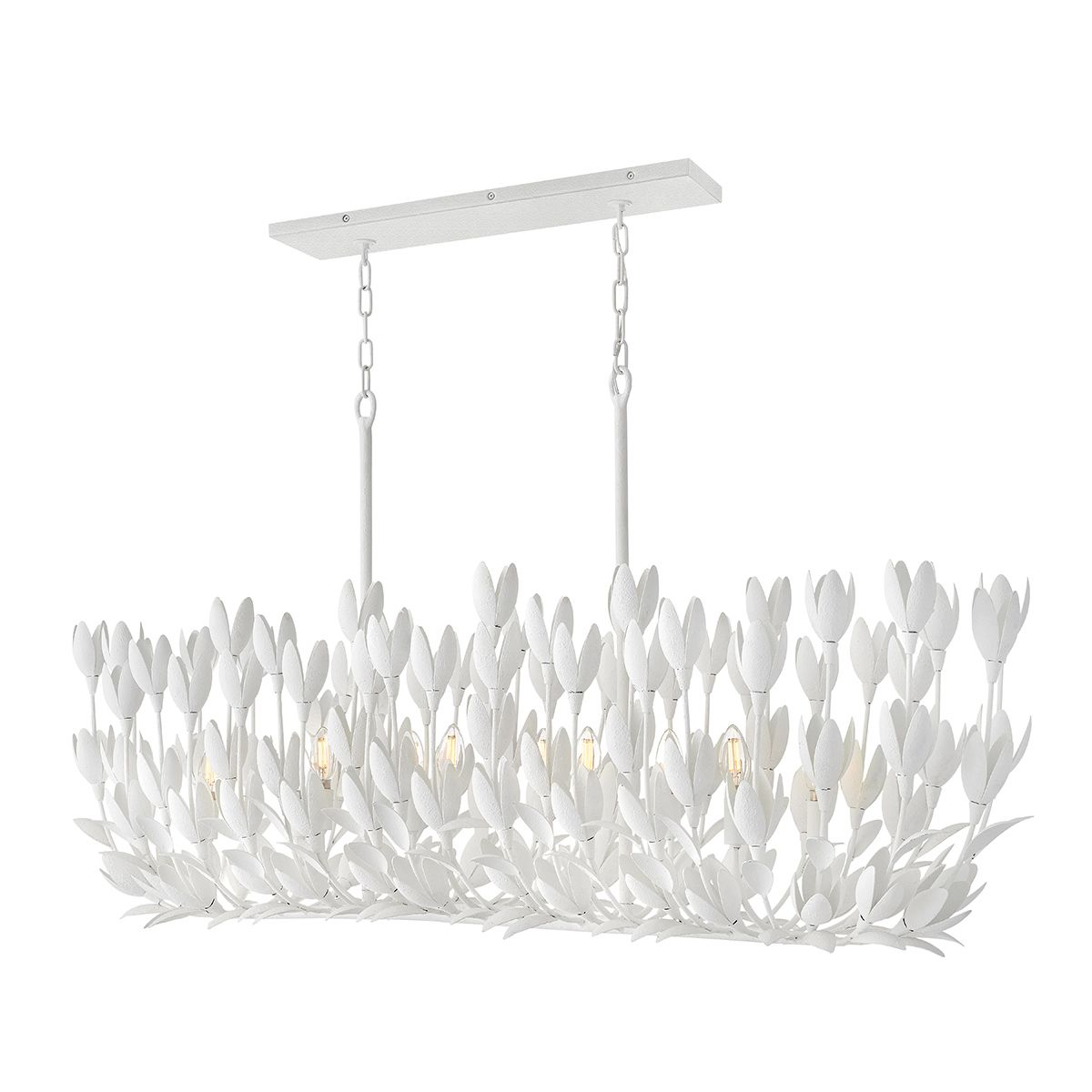 Quintiesse Flora 10 Light Linear Chandelier - Textured Plaster