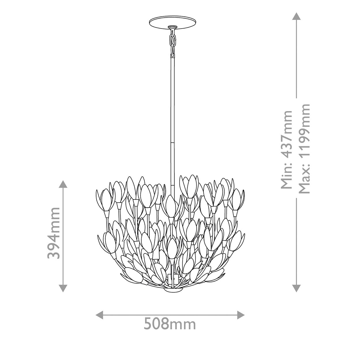 Quintiesse Flora 3 Light Duo-Mount Pendant - Burnished Gold