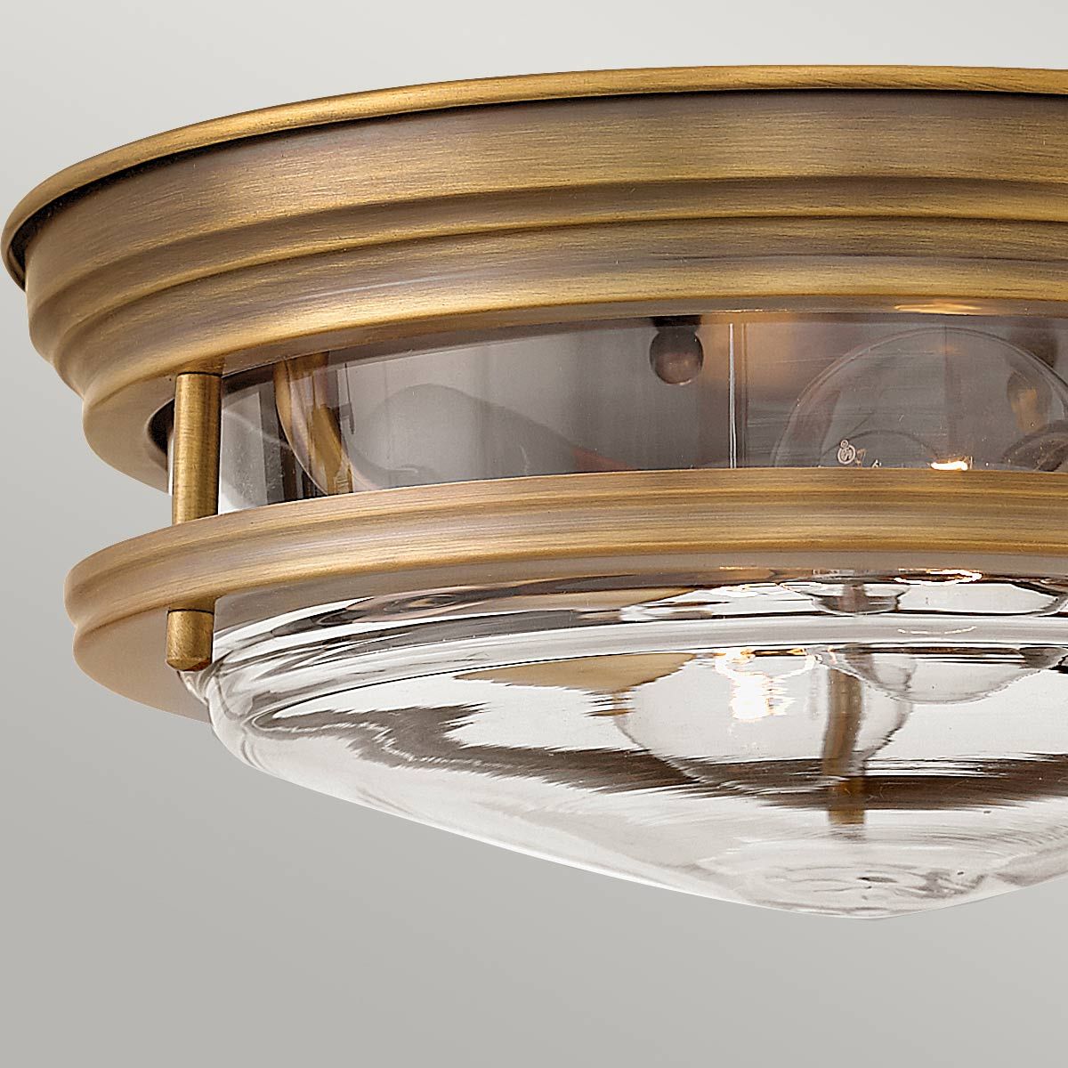 Quintiesse Hadrian 2 Light Bathroom Flush Fitting - Clear Glass - Brushed Bronze