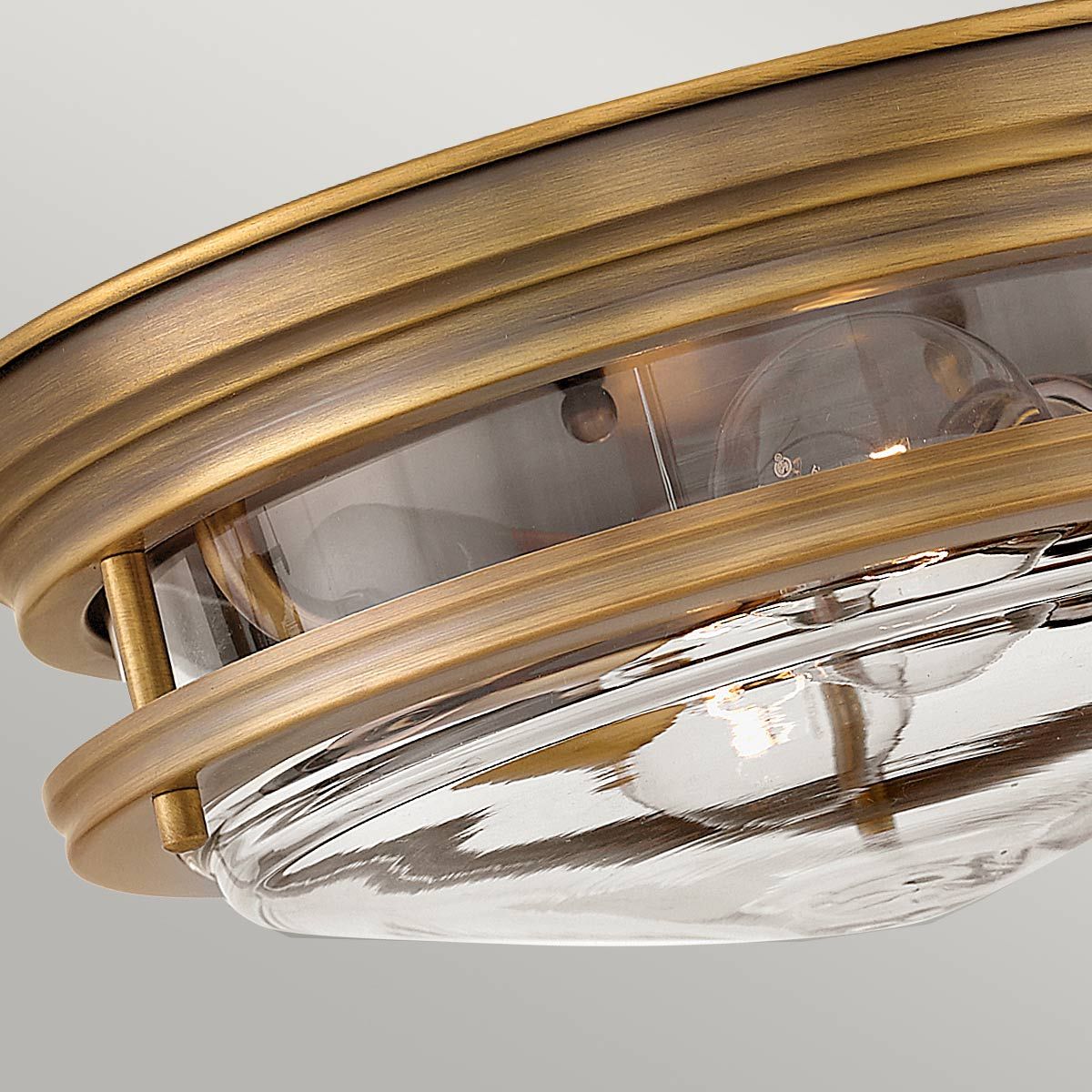 Quintiesse Hadrian 2 Light Bathroom Flush Fitting - Clear Glass - Brushed Bronze
