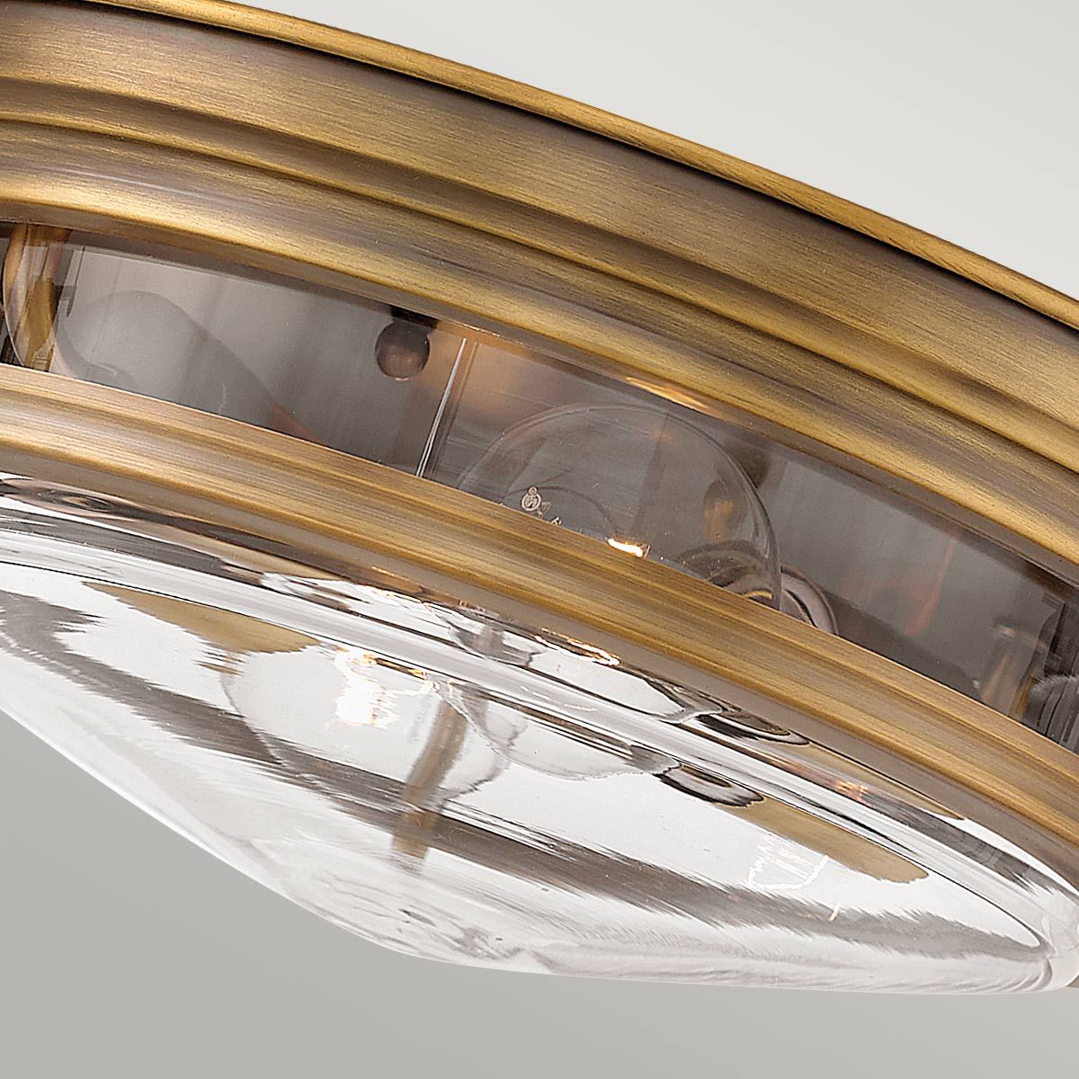 Quintiesse Hadrian 2 Light Bathroom Flush Fitting - Clear Glass - Brushed Bronze