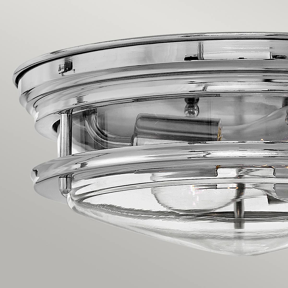 Quintiesse Hadrian 2 Light Bathroom Flush Fitting - Clear Glass - Chrome