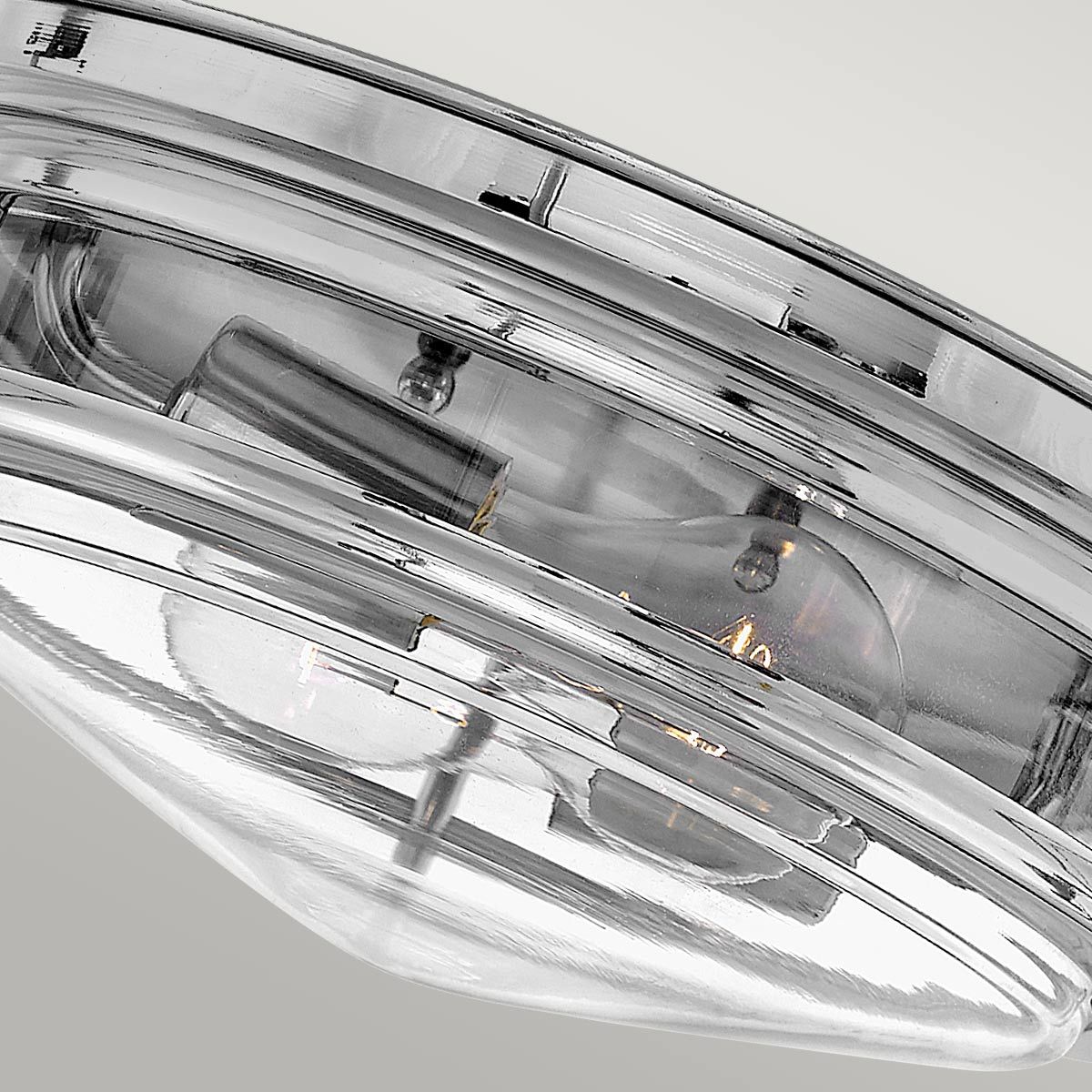 Quintiesse Hadrian 2 Light Bathroom Flush Fitting - Clear Glass - Chrome
