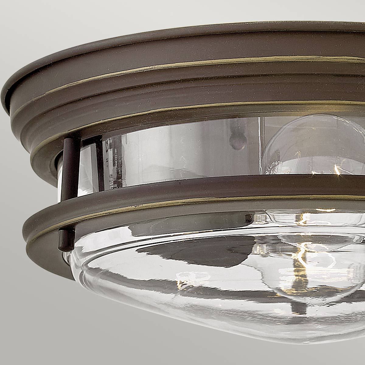 Quintiesse Hadrian 2 Light Bathroom Flush Fitting - Clear Glass - Oil Rubbed Bronze