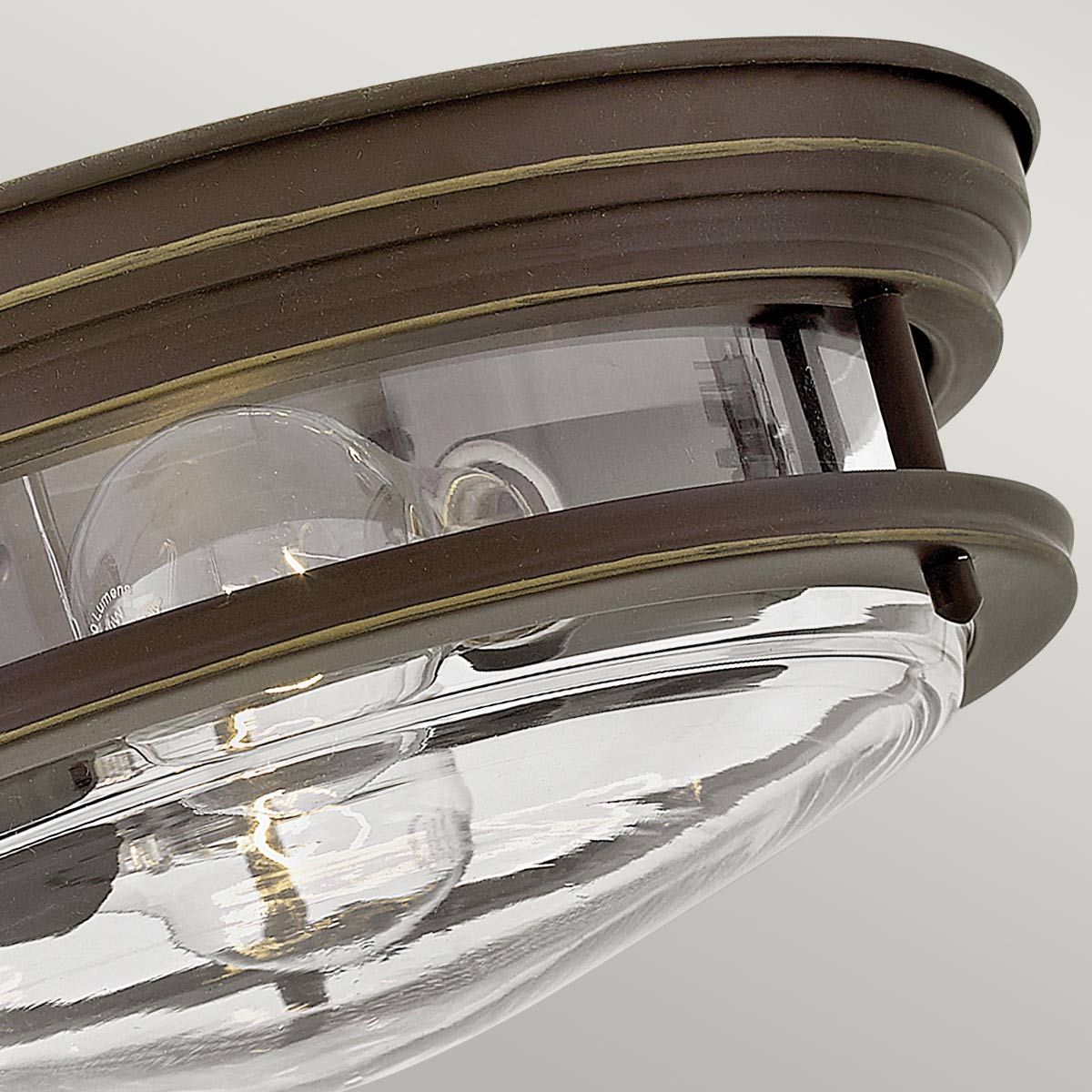 Quintiesse Hadrian 2 Light Bathroom Flush Fitting - Clear Glass - Oil Rubbed Bronze