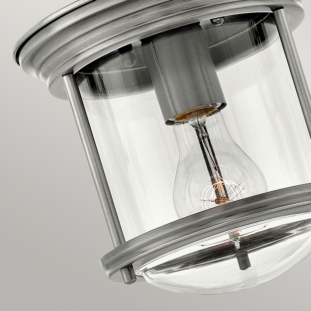 Quintiesse Hadrian Single Bathroom Flush Fitting - Clear Glass - Antique Nickel