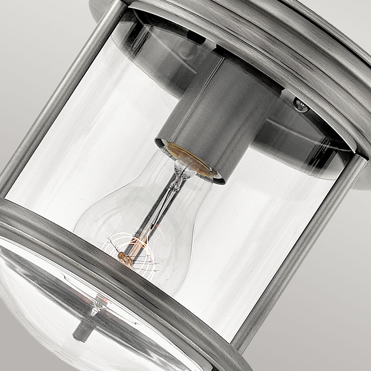 Quintiesse Hadrian Single Bathroom Flush Fitting - Clear Glass - Antique Nickel