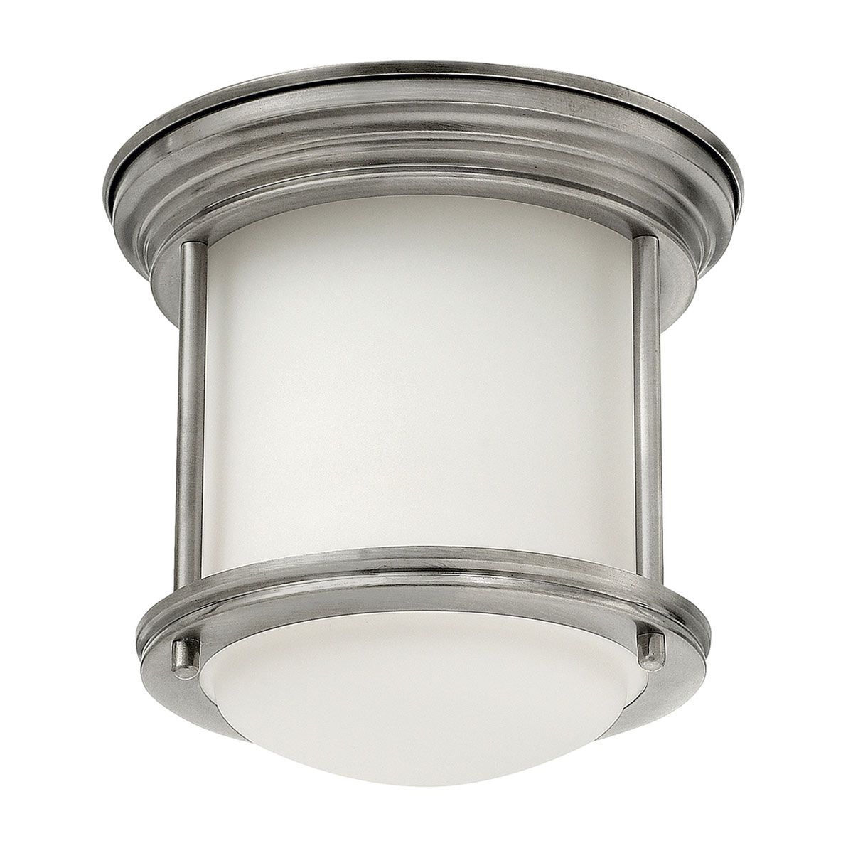 Quintiesse Hadrian Single Bathroom Flush Fitting - Opal Glass - Antique Nickel