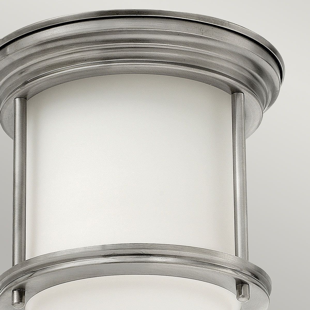 Quintiesse Hadrian Single Bathroom Flush Fitting - Opal Glass - Antique Nickel