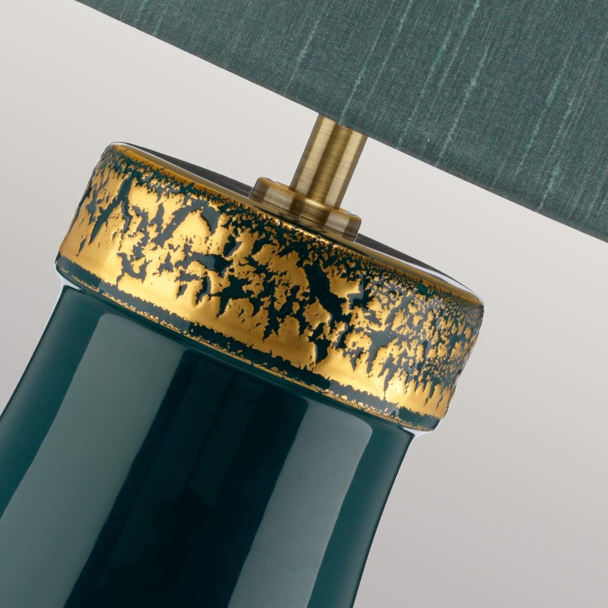 Quintiesse Havering Single Table Lamp - Azure-Turquoise with Aged Brass