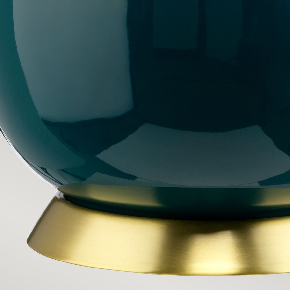 Quintiesse Havering Single Table Lamp - Azure-Turquoise with Aged Brass