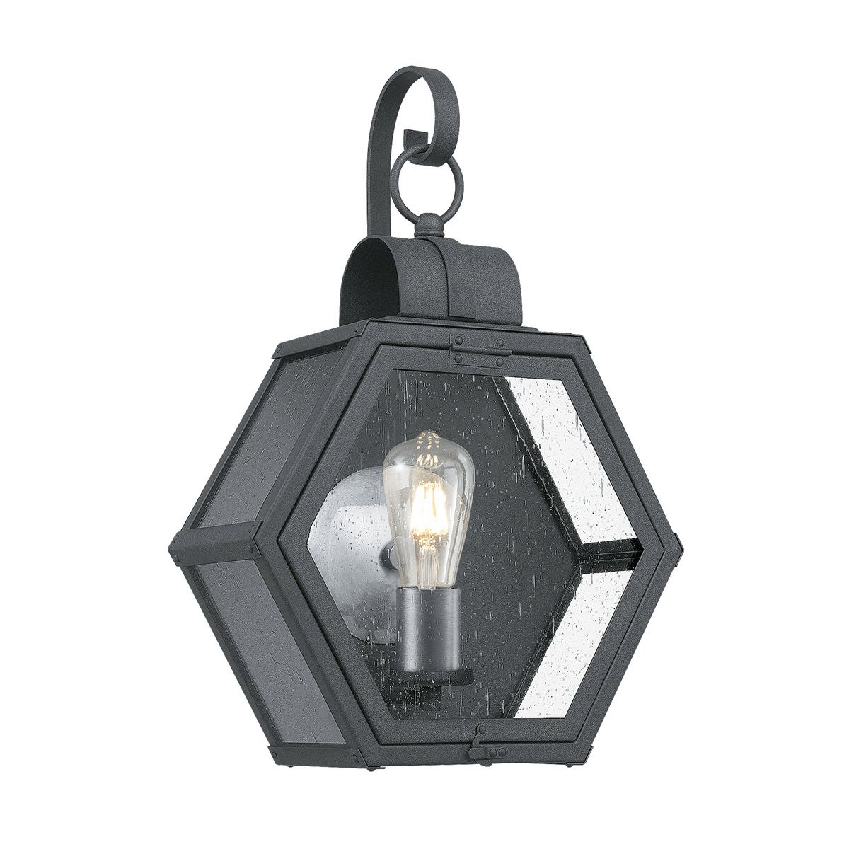 Quintiesse Heath Single Medium Wall Lantern - Mottled Black