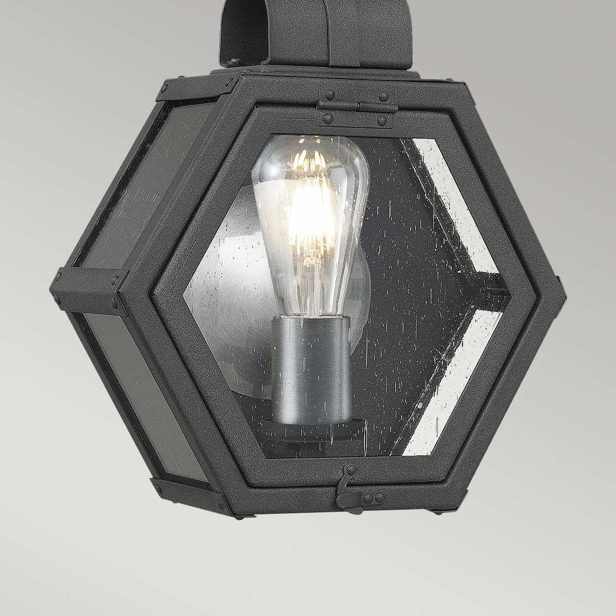 Quintiesse Heath Single Small Wall Lantern - Mottled Black