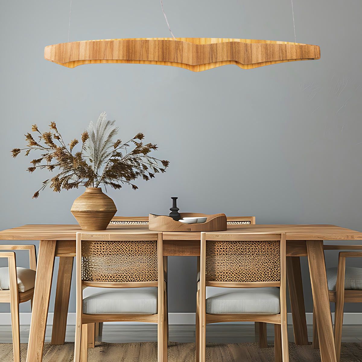 Quintiesse Horizon LED Linear 140cm Pendant - Teak Veneer