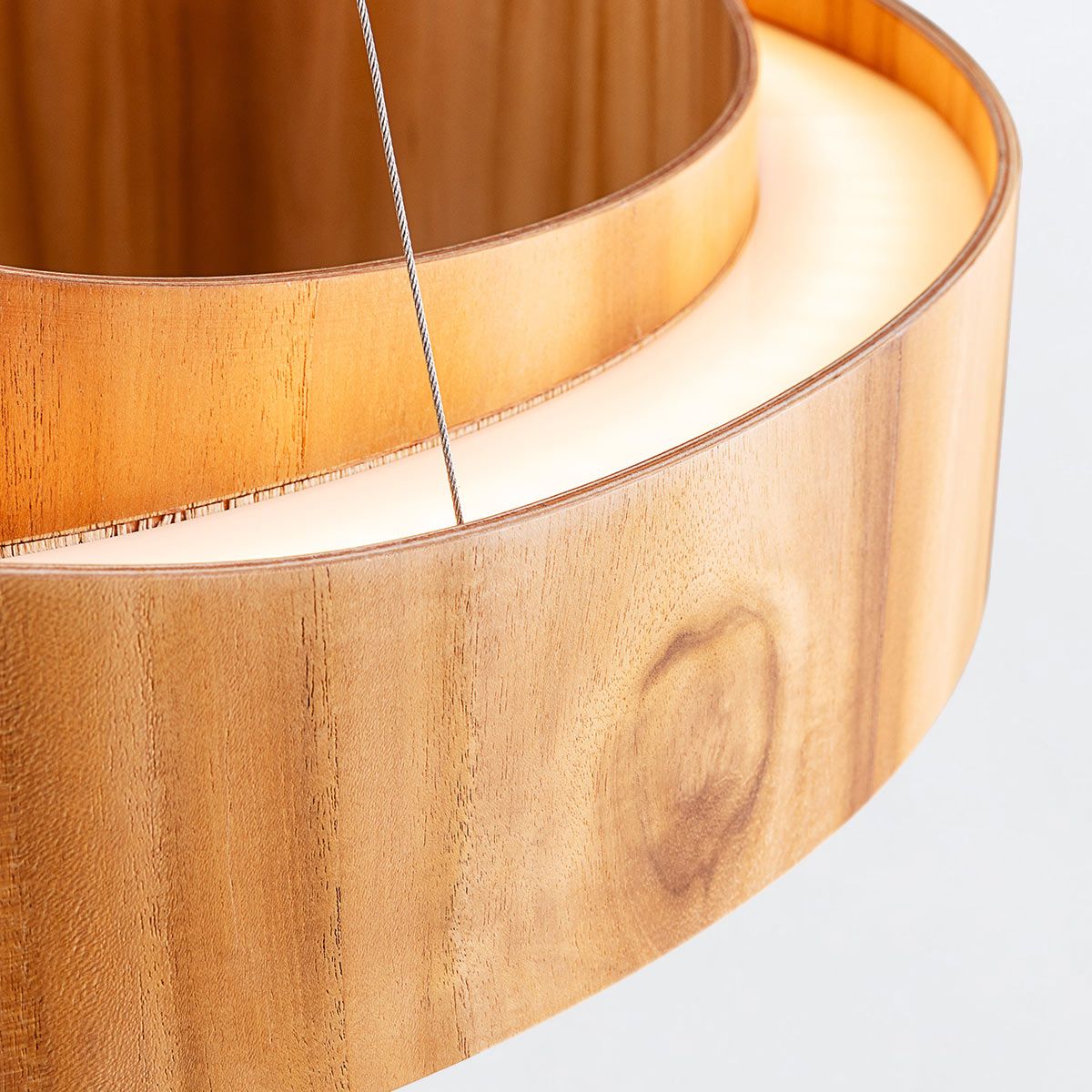 Quintiesse Horizon LED Large Ring Pendant - Teak Veneer
