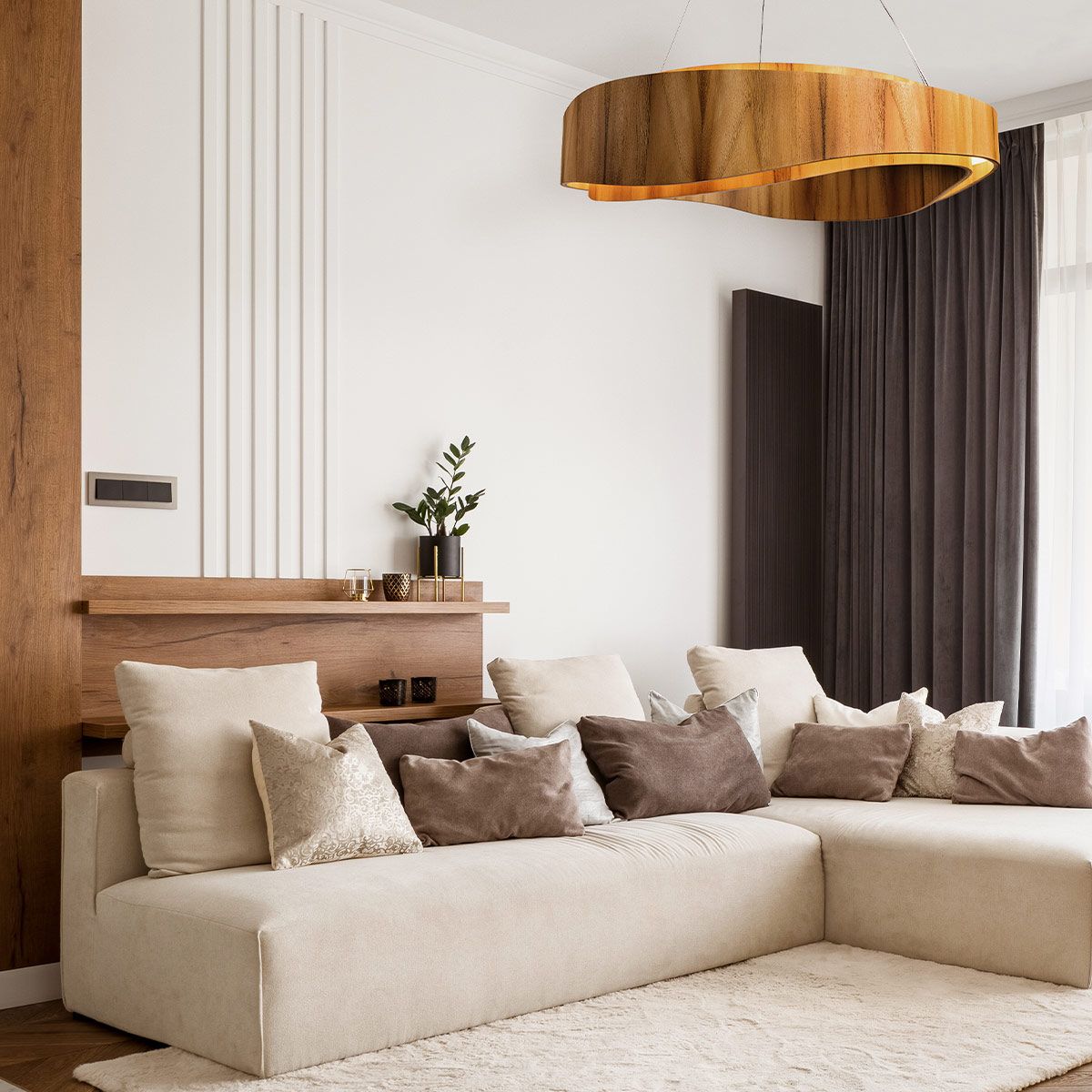 Quintiesse Horizon LED Medium Ring Pendant - Teak Veneer