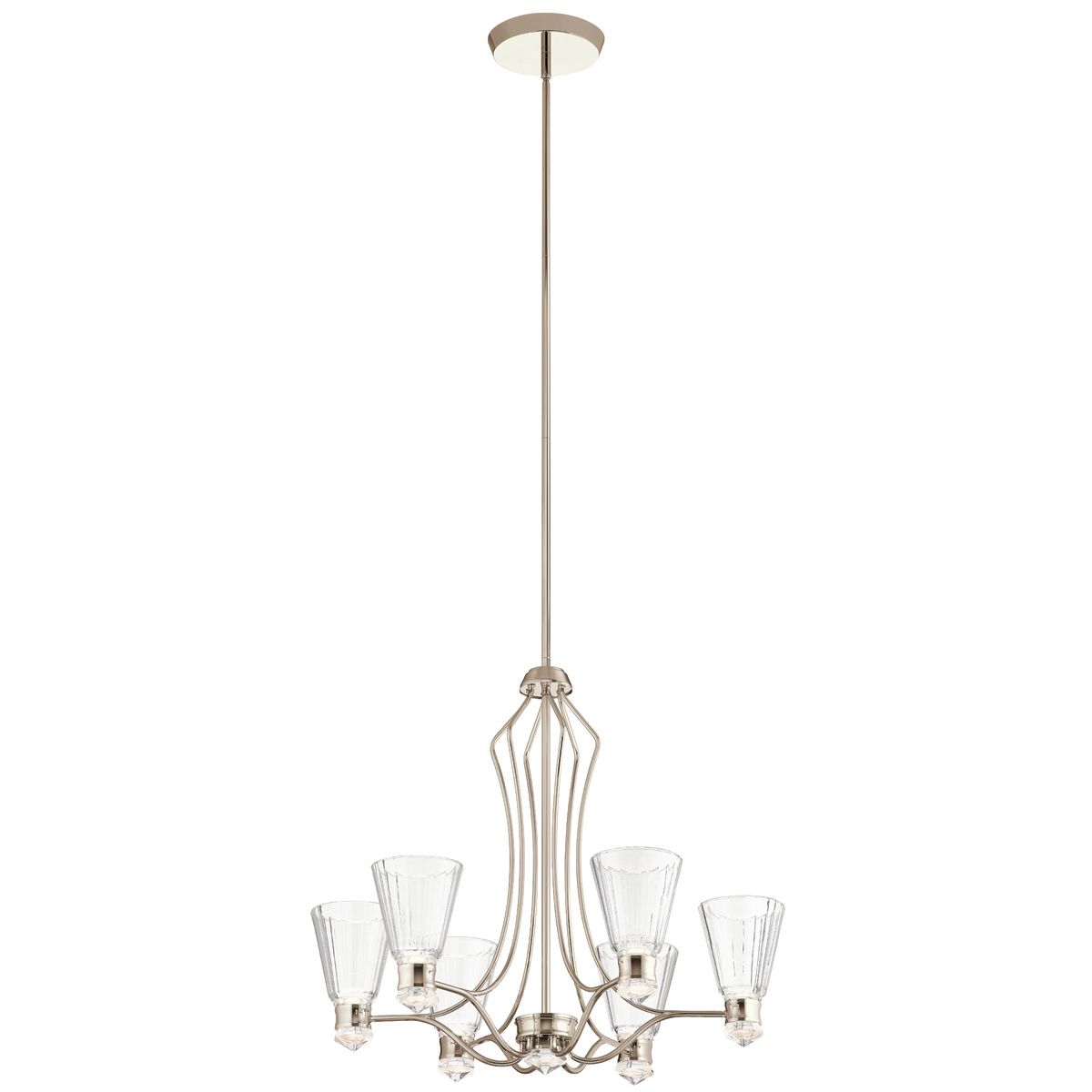 Quintiesse Kayva LED 13 Light 6 Arm Chandelier - Polished Nickel