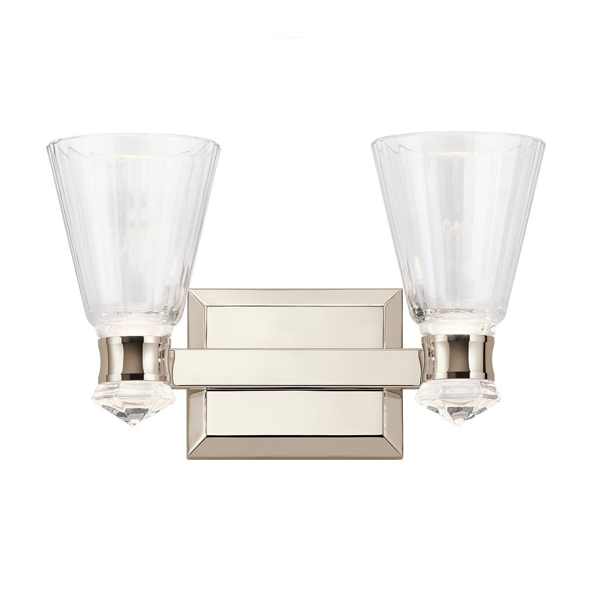 Quintiesse Kayva LED 2 Arm Dual-lit Bathroom Wall Light - Polished Nickel