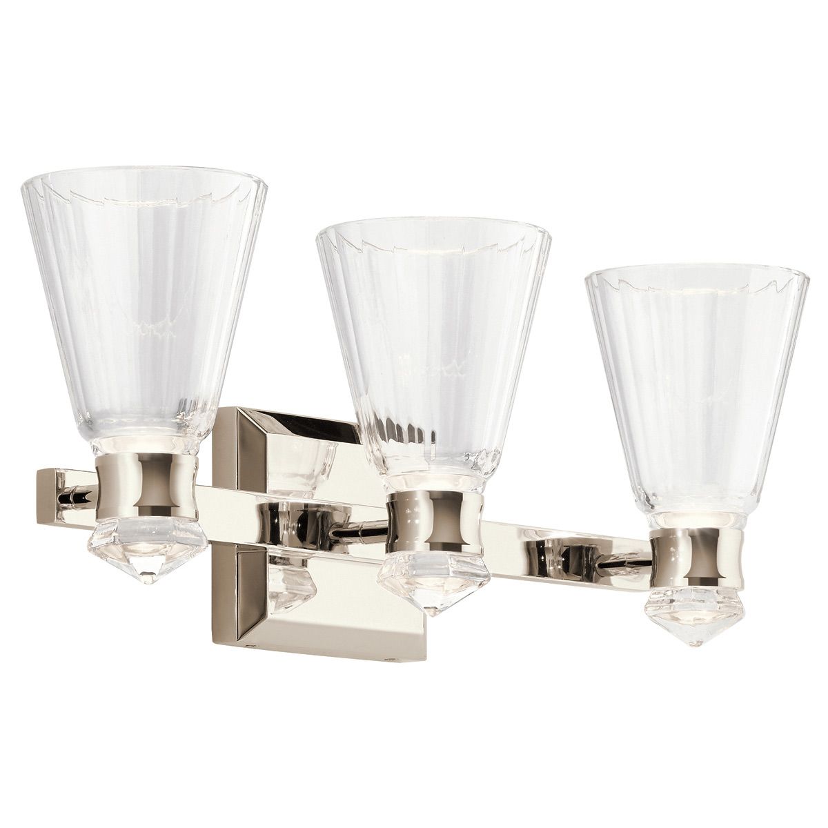 Quintiesse Kayva LED 3 Arm Dual-lit Bathroom Wall Light - Polished Nickel