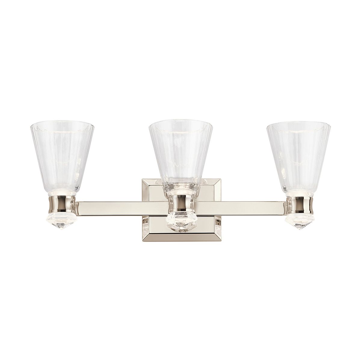 Quintiesse Kayva LED 3 Arm Dual-lit Bathroom Wall Light - Polished Nickel