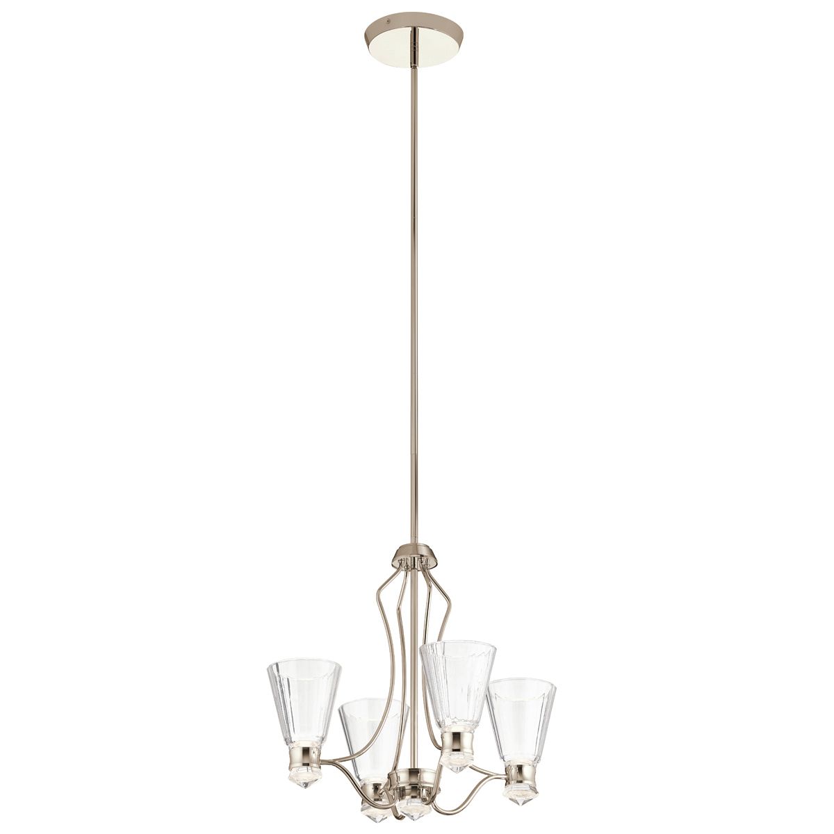 Quintiesse Kayva LED 9 Light 4 Arm Chandelier - Polished Nickel