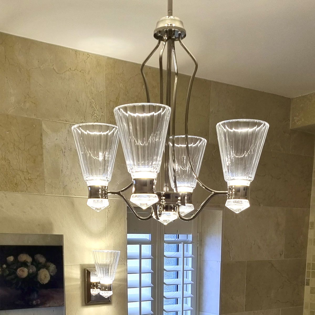 Quintiesse Kayva LED 9 Light 4 Arm Chandelier - Polished Nickel