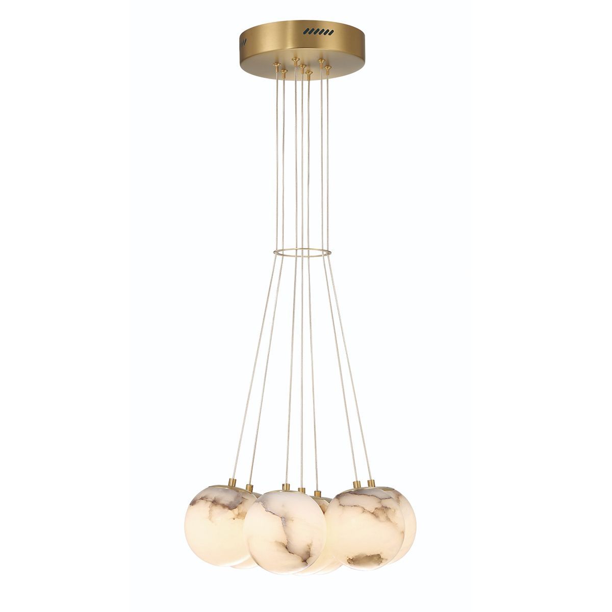 Quintiesse Kepler 7 Light Alabaster Cluster Pendant - Gold