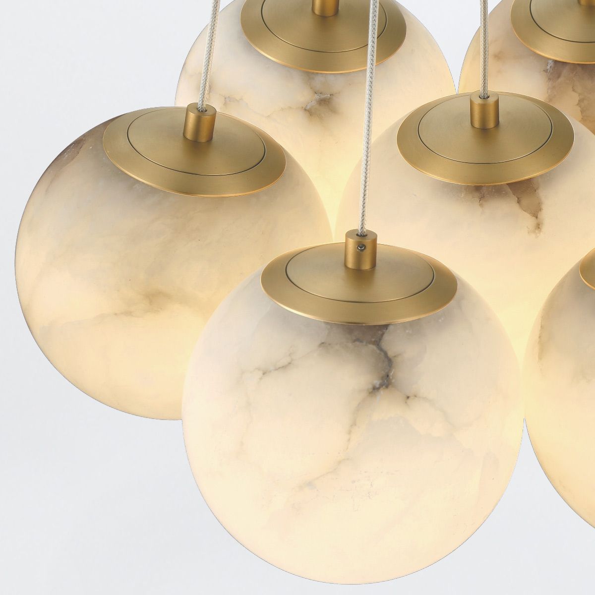 Quintiesse Kepler 7 Light Alabaster Cluster Pendant - Gold