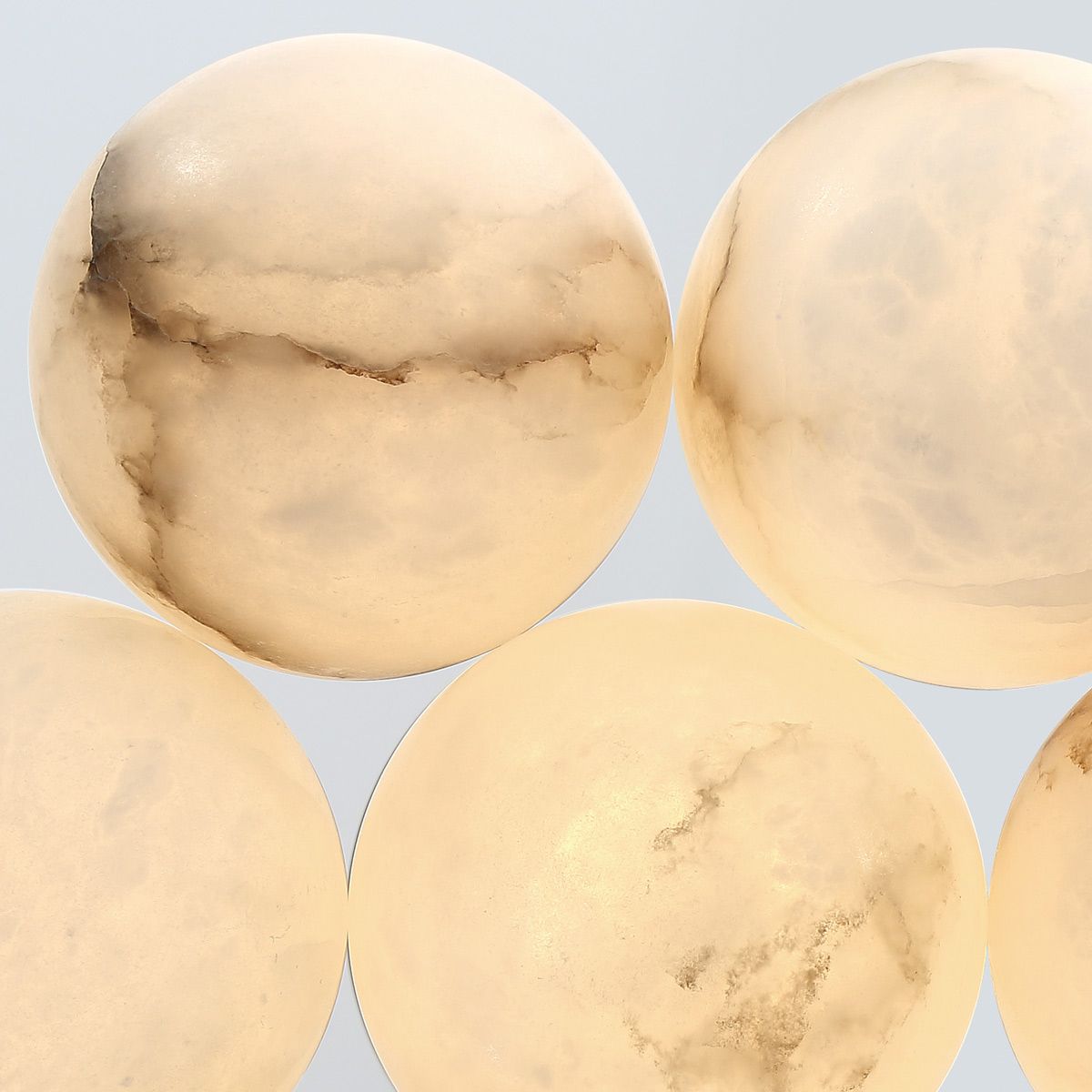 Quintiesse Kepler 7 Light Alabaster Cluster Pendant - Gold