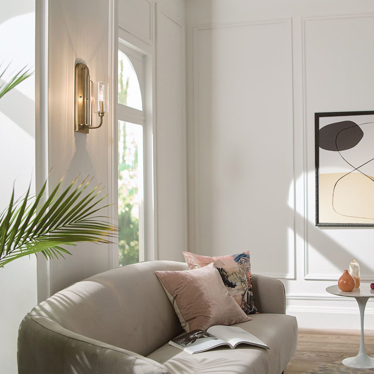 Quintiesse Kimrose Single Wall Light - Brushed Natural Brass