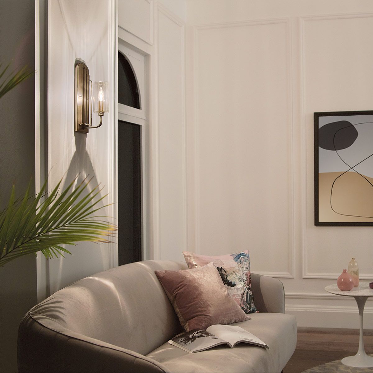 Quintiesse Kimrose Single Wall Light - Brushed Natural Brass